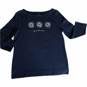 NWT Talbots Joie De Vivre Embroidered Navy Cotton Tunic